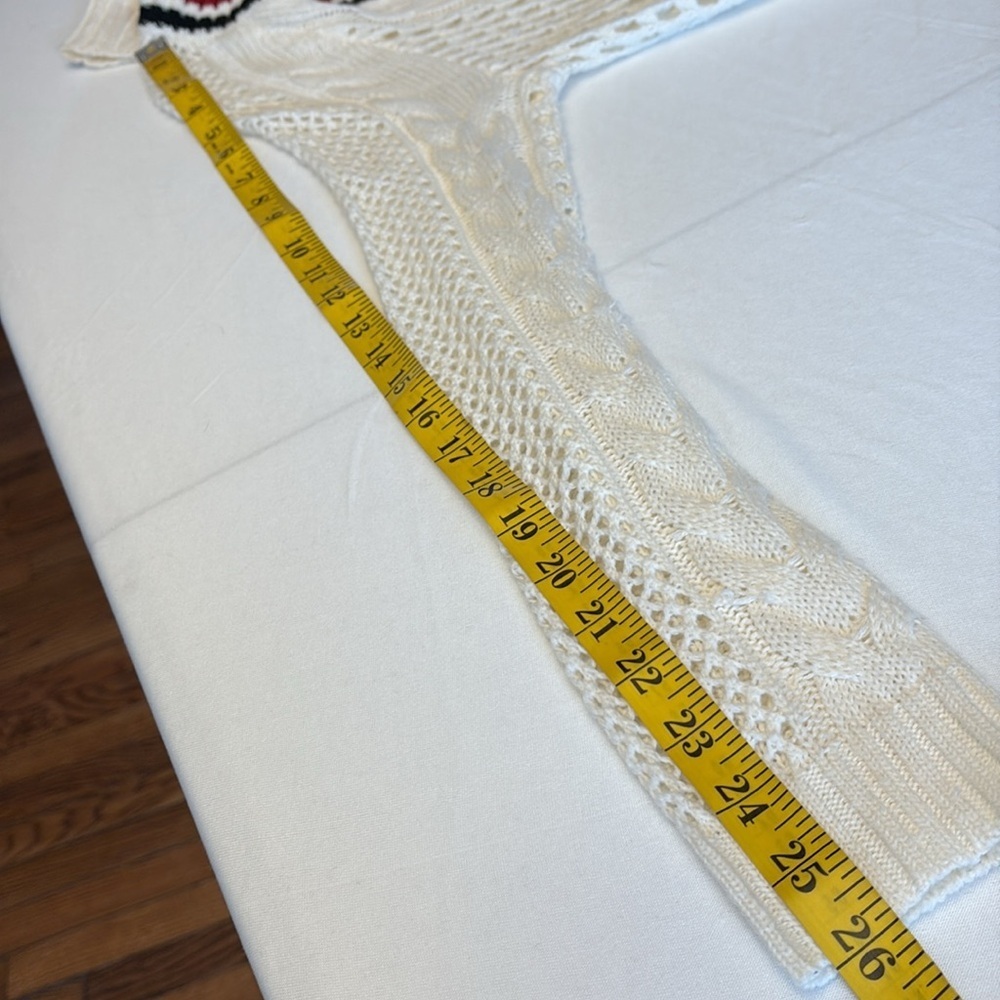 Ultra Flirt sweater V-neckline long sleeves stripes @neckline crocheted Sz small - Picture 6 of 9